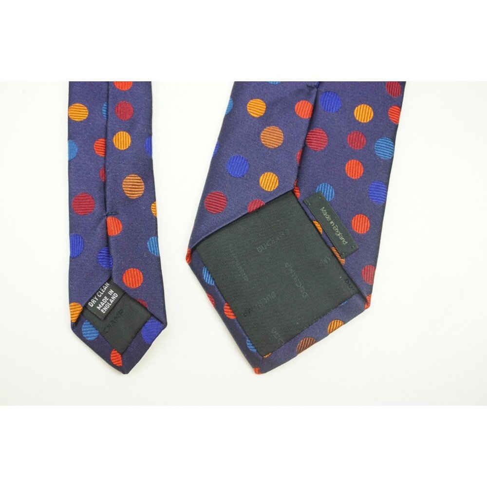 Duchamp Navy Blue Multicolor Circular Made in England Silk Tie - Picture 6 of 8